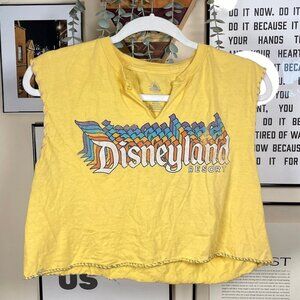 DISNEYLAND - Vintage Homemade Embroidered Crop Tank - Size Medium